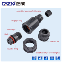 Connecteurs circulaires mâles et femelles coudés en plastique CAZN E10, étanches, filetés, 2-12 broches, avec câble PVC non blindé