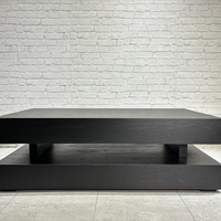 Meubles de salon de style européen, table à thé Hamburger, table basse en bois naturel noir