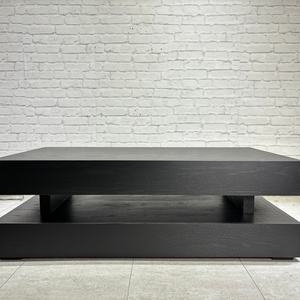 Meubles de salon de style européen, table à thé Hamburger, table basse en bois naturel noir - Product Image 3