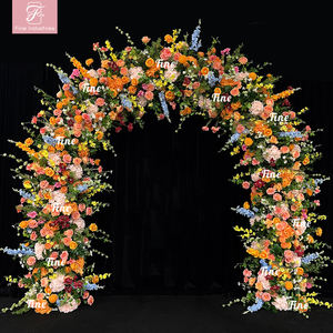 Arche fine cadre accrocher fleur <span class=keywords><strong>Orange</strong></span> Rose entrelacé fleur <span class=keywords><strong>vignes</strong></span> arc de fleur artificielle pour mariage coin Arrangement - Product Image 1