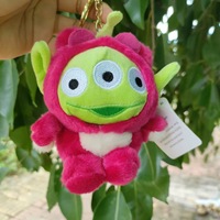 Peluche mignonne Alien vert à trois yeux, Ours rose fraise, Poupée en peluche Hamburger amusante, Mini 12CM, Porte-clés et Pendentif de sac à dos