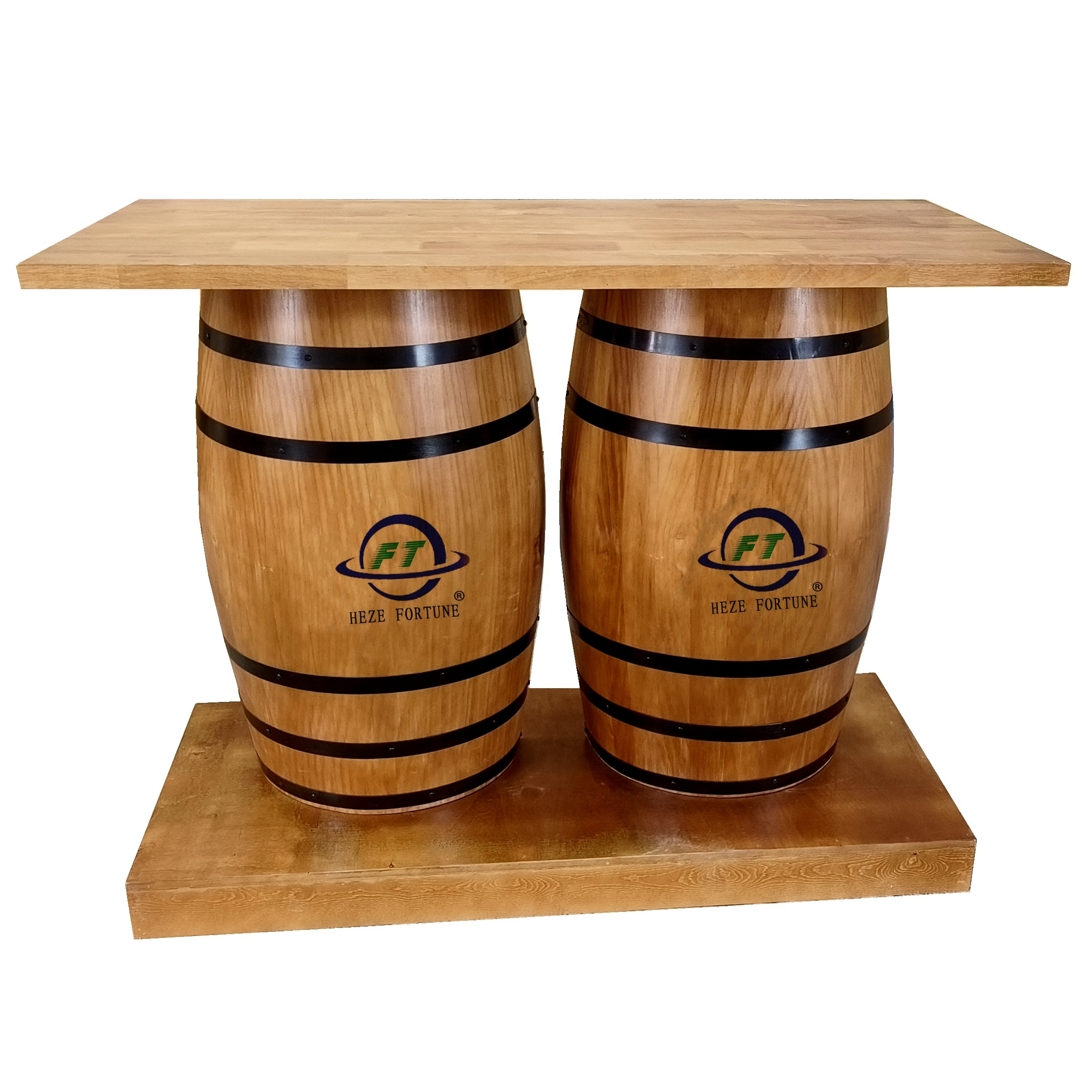 Mesa Auxiliar De Medio Barril De Whisky - Temesso 57x56x40cm Roble Color Bourbon