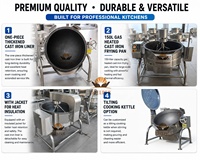 Machine de cuisson professionnelle à gaz en fonte inclinable, grande capacité, pour sauces, confitures et transformation alimentaire