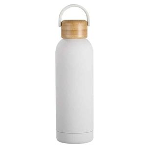 Minimalist Stainless Steel Vacuum <b>Flask</b> With Wooden Lid And Handle For Travel - Product Image 3
