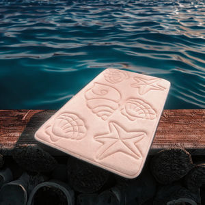 Alfombra de Baño Moderna con Estampado Tropical de Peces, Rectangular, de Poliéster Grueso con Espuma Viscoelástica, Antideslizante, con Diseño de Concha Marina, para Hotel, Ducha y Hogar - Product Image 3