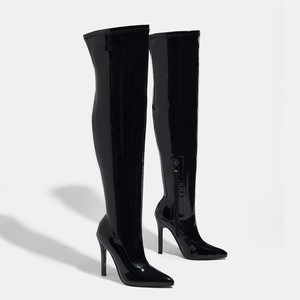 Bottes sexy en cuir brillant à talons aiguilles et bout pointu pour femme, collection 2026 - Product Image 6