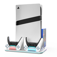 Support OEM pour PS5/Slim/Pro avec éclairage RGB, chargeur de manettes PS5 et station de charge avec 15 emplacements pour cartes de jeu