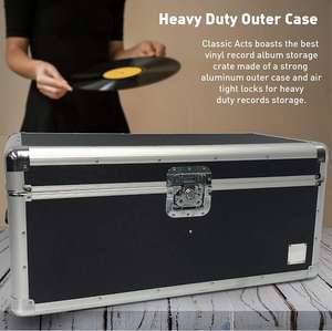 Boîte de rangement pour disques vinyles en aluminium de style Classic Acts, pour 150 disques - Product Image 3