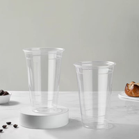 Gobelet en PET transparent blanc écologique et recyclable de 92-16 oz avec logo personnalisé pour boissons froides, services à emporter, gobelet en plastique jetable durable