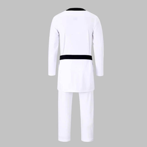 ชุดเทควันโด Goregain <span class=keywords><strong>WTF</strong></span> รุ่นใหม่ สีดำ คอเสื้อแบบ Unisex ผลิตจากผ้าโพลีเอสเตอร์ผสมสแปนเด็กซ์ สำหรับฝึกซ้อม สามารถสั่งตัดได้ - Product Image 3