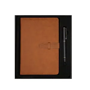 Hoge Kwaliteit A5 Lederen Notebook Pen Cadeau Set Custom Logo Business Planner Wholesale Custom Promotionele Notebook