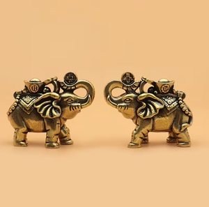 Elefante de Latón para Atraer la Riqueza, Decoración Artesanal para Sala de Estar, Entrada u Oficina, 1 Pieza - Product Image 1