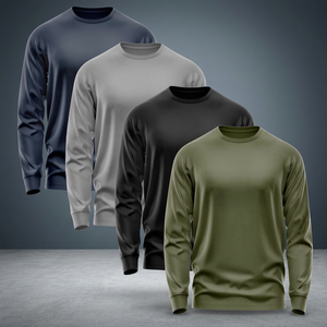 Camiseta personalizada para hombre, 100% algodón, de lujo, con cuello redondo, manga larga, estilo urbano, de alta calidad. - Product Image 4