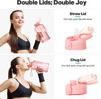 Meilleure vente Bouteille d'eau personnalisée de 2,2 L avec manchon de rangement Grandes bouteilles en plastique dur pour les sports en salle de sport, Pichets d'eau avec suivi