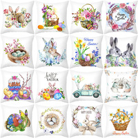 Maßgefertigter Osterhase & Ei Bedruckter Kissenbezug, Niedlicher Cartoon-Samt-Sofakissenbezug, Pfirsichhaut-Schlafzimmer-Rückenkissen