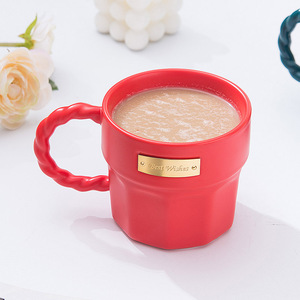 INS European Style Gold Medal Best Wishes Engrave 12oz Tea Cups Couple Cup Valentine <b>Mugs</b> Ceramic Coffee <b>Mug</b> - Product Image 3