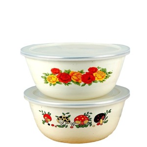 Bol <span class=keywords><strong>en</strong></span> émail classique à l'ancienne grand couvercle de bassin nostalgique pour la cuisine lavabo ménager <span class=keywords><strong>en</strong></span> métal épaissi pour la soupe aux légumes - Product Image 1