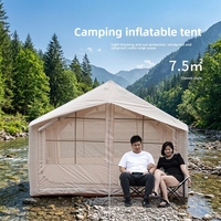 Grande tente de camping gonflable de 7,5 m² avec deux grandes portes, tente pneumatique pour 7 à 10 personnes, tente cabine de luxe, imperméable >3000 mm, 4 saisons, idéale pour les stations balnéaires
