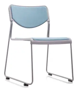 Kursi dapat ditumpuk konferensi tanpa lengan 2041B pemasangan gratis plastik besi kantor furnitur kursi Sekolah kontemporer