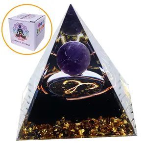 Wholesale 12 Constellations Orgonite Pyramid Generator Healing Reiki Chakra Meditation Orgone Handmade Resin Crystal Crafts