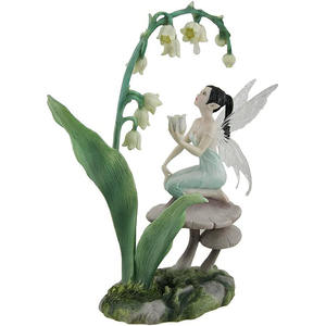 Statua di Fata <span class=keywords><strong>dei</strong></span> <span class=keywords><strong>Fiori</strong></span> Dipinta a Mano, Fata <span class=keywords><strong>dei</strong></span> <span class=keywords><strong>Fiori</strong></span> Seduta su un Fungo che Raccolta Gocce d'Acqua - Product Image 3