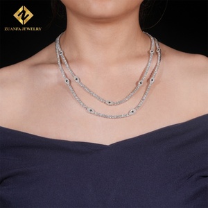Collar de Tenis con Diseño de Ojos, Joyería de Plata de Ley 925 de Alta Calidad con Diamantes de Moissanita, Cadena de Tenis de 3 mm - Product Image 1