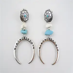 newly earings for women with irregular turquoise and ivory stone earring