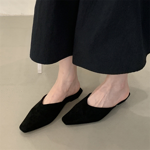 Mules confortables pour femme à bout carré, style vintage, à talon aiguille et bride cheville, pour l'extérieur, style simple - Product Image 6
