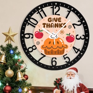 Horloge <span class=keywords><strong>murale</strong></span> ronde en fer personnalisée en gros, 25 cm, design citrouille d'Halloween, horloge <span class=keywords><strong>murale</strong></span> décorative en métal, mouvement silencieux à quartz - Product Image 6
