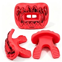 Protège-dents de football avec sangle connectée - Protège-dents 3D Beast Chrome pour adultes et jeunes, pour la protection des dents lors des sports