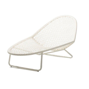 Hiện đại hình dạng lá kim loại Sun <span class=keywords><strong>Lounger</strong></span> trong kem màu PE đệm cho công viên ngoài trời khách sạn tắm nắng giường - Product Image 6