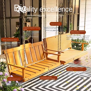 Fauteuil <span class=keywords><strong>suspendu</strong></span> d'intérieur en bois massif de style américain pour adulte, cadre de balançoire inclinable pour balcon - Product Image 3