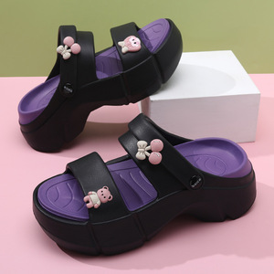 <b>Wedges</b> Sandals Women Soft Sole Anti Odor Open Toe Thick Heel Summer Outdoor Wear <b>Black</b> Pink White Beige - Product Image 1