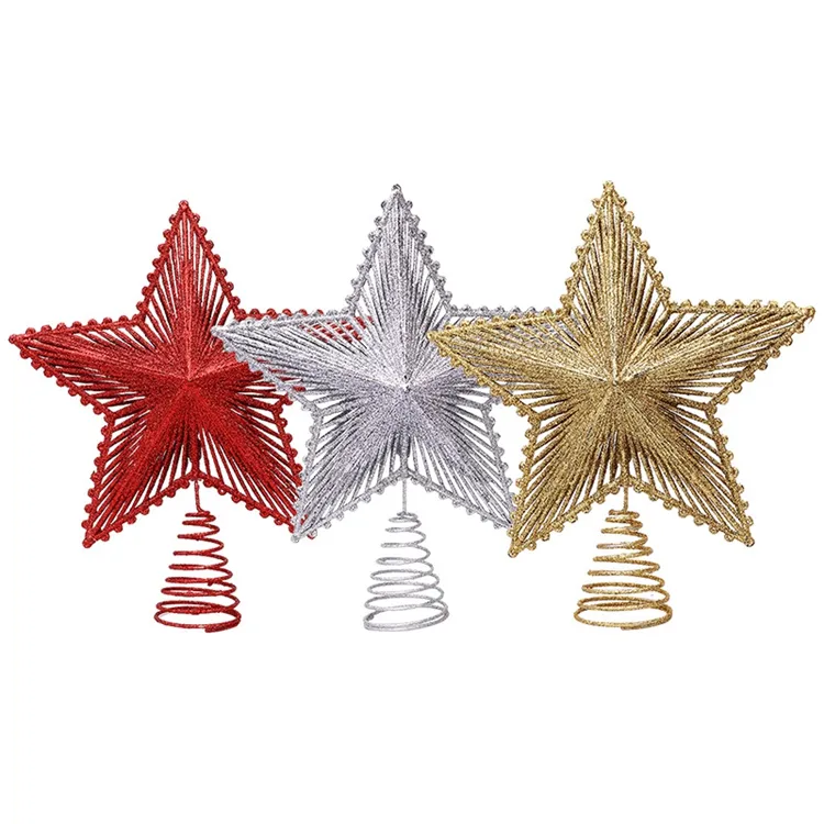 Sparkling Christmas Tree Topper Hollow Out Star Xmas Decor Party Supplies DIY Christmas Tree Decorations Accessories KD2617