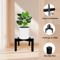 Fit 10 à 16 pouces Pot de plante noir support de plante en métal réglable robuste pour intérieur extérieur