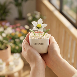 Lot de 12 mini plantes <span class=keywords><strong>en</strong></span> pot <span class=keywords><strong>en</strong></span> verre de Murano, fleurs de naissance, bonsaïs <span class=keywords><strong>en</strong></span> cristal soufflé à la main pour décoration de bureau et d'étagère, pour l'équilibre énergétique - Product Image 5