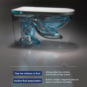 <span class=keywords><strong>WC</strong></span> intelligent monobloc moderne avec chasse d'eau par siphon, affichage LED et veilleuse, toilettes automatiques pour salle de bain - Product Image 2