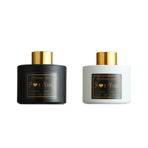 50Ml 100Ml 150Ml 200Ml Cổ Điển Matte Đen Trắng Sương Giá Trống Phẳng Vòng Thủy Tinh Sậy Khuếch Tán Chai - Product Image 5