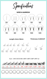 SP EYELASH Private Label Extension Ciglia Volume Premade a Ventaglio Nero Opaco 3D 8D 10D 20D Pro Made con Base Appuntita in Vassoio - Product Image 4