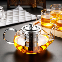 Bouilloire à thé en verre Bambus Premium avec infuseur en acier inoxydable à mailles fines pour une extraction de thé parfaite, facile à nettoyer et à utiliser
