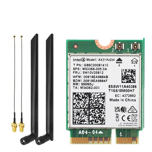 AX211NGW WIFI6E 2.4G/5G Dual Band 5374Mbps Gigabit Built-in Wireless Network Card CNVio Blue-tooth-Compatible 5.3 for PC Desktop