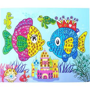 Kit per Mosaico Diamante Fai-da-Te per Bambini con Immagine Personalizzata di Pesci, Adesivi Rotondi in Pietra, Kit per <span class=keywords><strong>Disegno</strong></span> e Pittura con Cristalli e Strass - Product Image 1