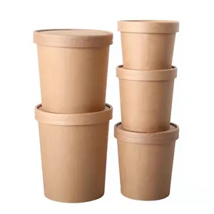 Promotional white cardboard ice cream tubs packing box kraft paper thickened ice cream tubs