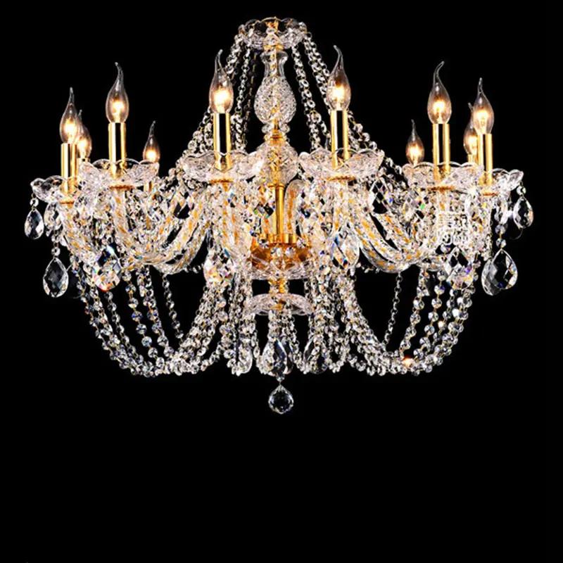 European style luxury candle crystal chandelier villa fashion home bedroom living room pendant lamp wedding decoration lighting