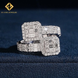 Anillo de Diamantes Cultivados en Laboratorio con Corte Baguette y Redondo, Estilo Hip Hop para Hombre, Plata S925, Joyería ZUANFA - Product Image 1