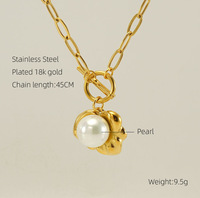 RFJEWEL Mode Pierre Naturelle Collier Pendentif En Acier Inoxydable Plaqué Or Collier Collier De Perles D'eau Douce