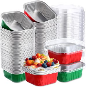 Moule à cupcakes jetable en aluminium, plateau de cuisson 300 ml/10 oz, carré, avec couvercle en plastique de qualité alimentaire, procédé blister - Product Image 1