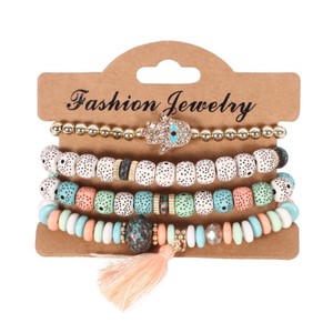 วินเทจพู่ Bodhi ลูกปัดสร้อยข้อมือ Boho ฟาติมาสร้อยข้อมือมือ - Product Image 2