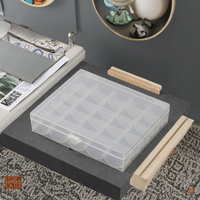 Boîte à canettes carrée pliable classique, organisateur de canettes de machine, étui en plastique transparent à 25 compartiments, boîte vide pour canettes et bobines de couture