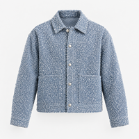 Veste en jean texturée bouclée pour homme, réversible, en coton, décontractée, avec poches à bouton unique, pour l'hiver